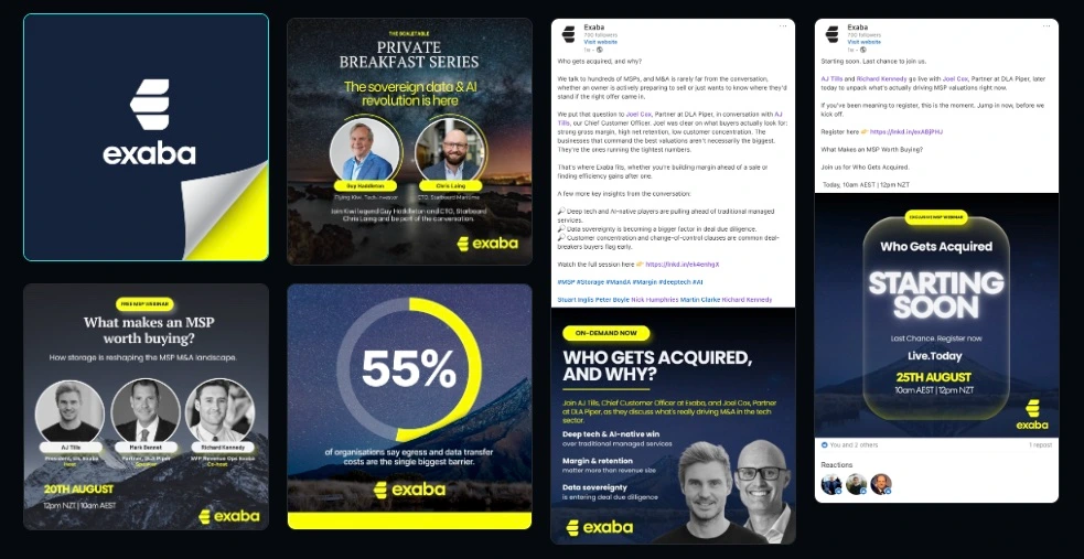 Exaba brand, campaign and social creative set