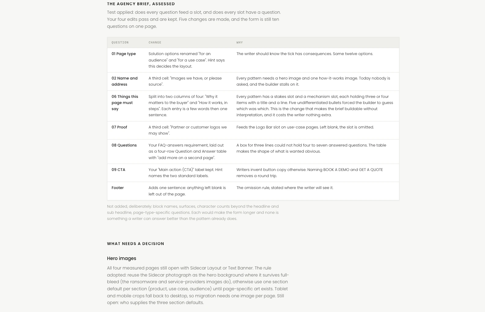 Exaba agency brief assessment and content spec